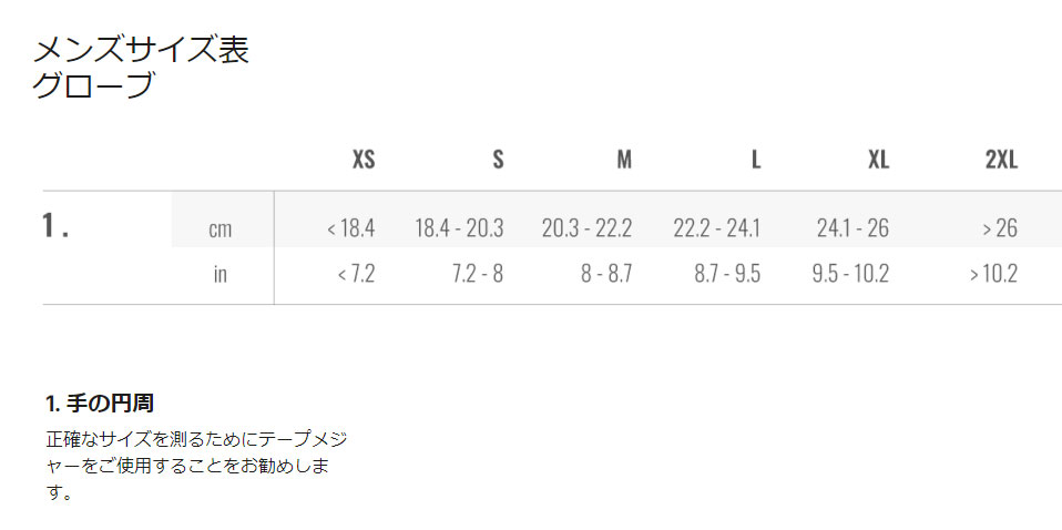 カステリ サイズ表