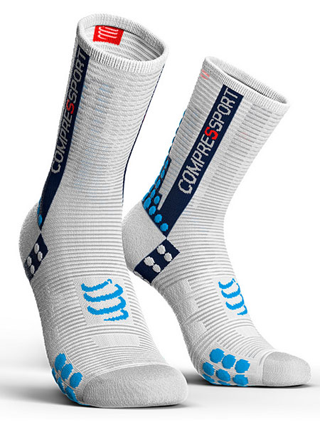 COMPRESSPORT Racing Socks V3 BIKE：WHITE/BLUE【クリックポスト対応】