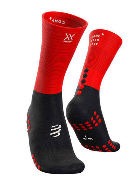 COMPRESSPORT Mid Compression Socks：Black/Red【クリックポスト対応】